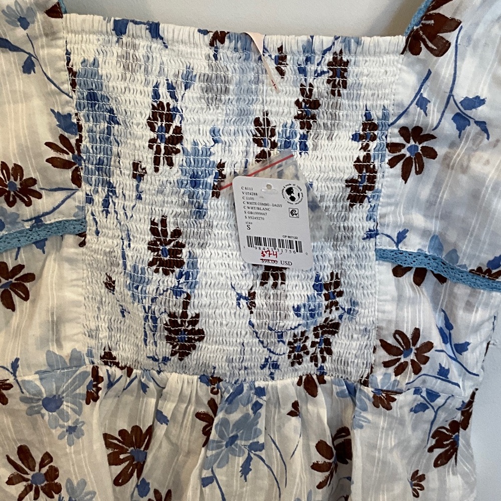 FP Movement by Free People Floral White and Blue Blouse - Picture 7 of 10